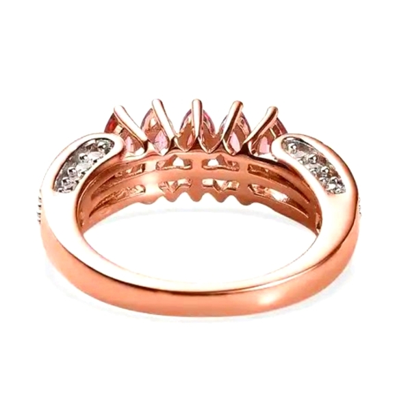 Blush Tourmaline and White Zircon Gemstone Ring size 6 - Picture 2 of 5